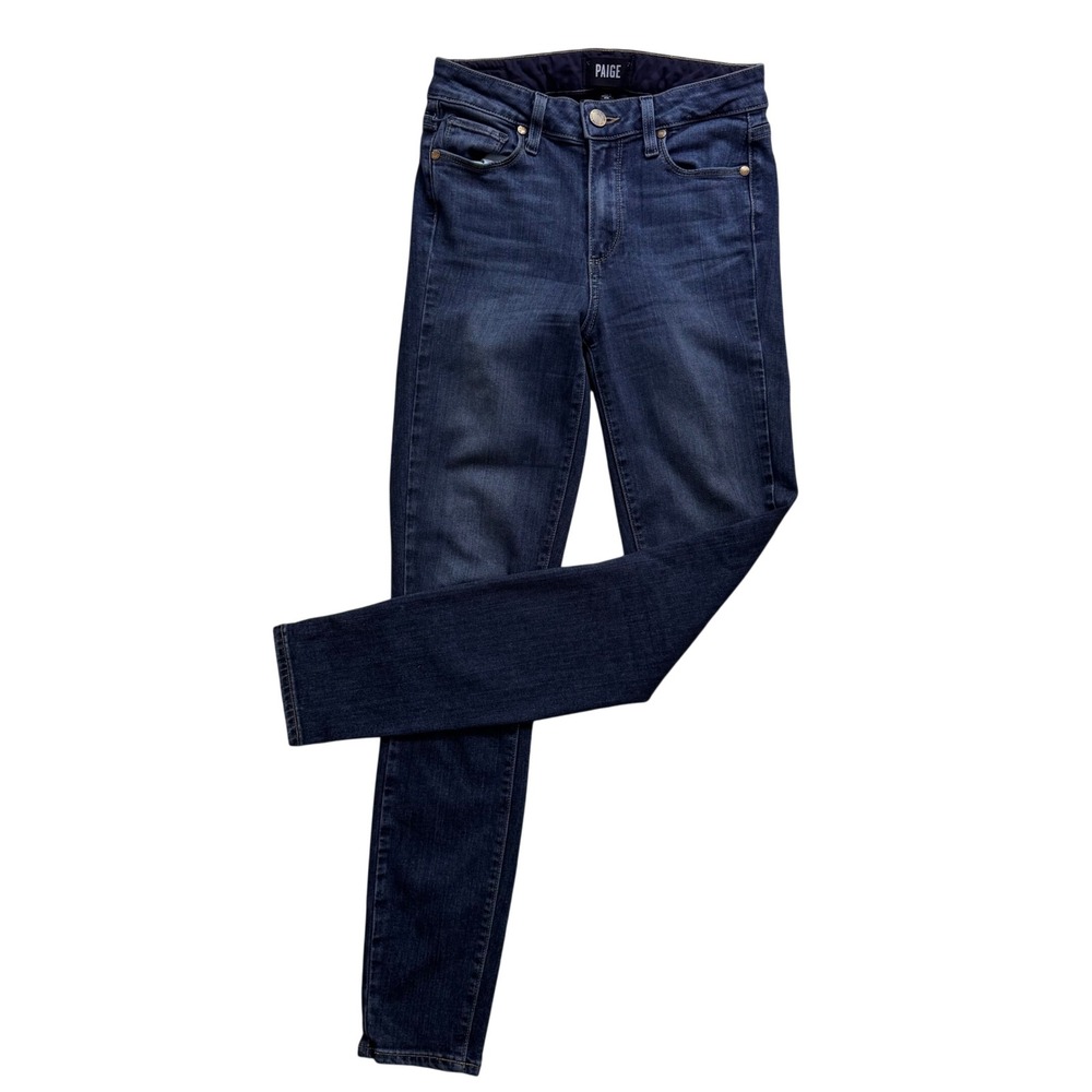 Paige Hoxton Ankle High Rise Skinny Jeans Dark Indigo Blue Size 25 Made in USA